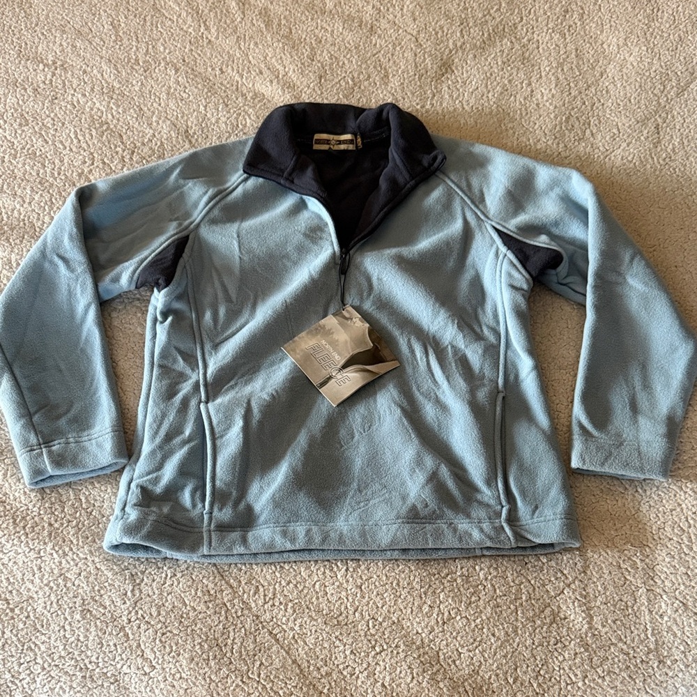 North End Sky Blue Quarter-Zip Fleece Sweatshirt Small New